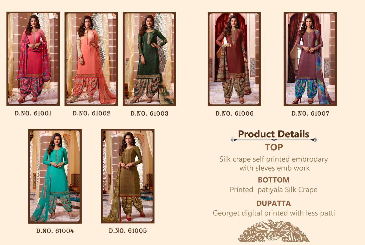 Lavina Vol-61 Silkina Patiala Embroidery Dress Material Lavina Vol-61 Silkina Patiala Embroidery Dress Material